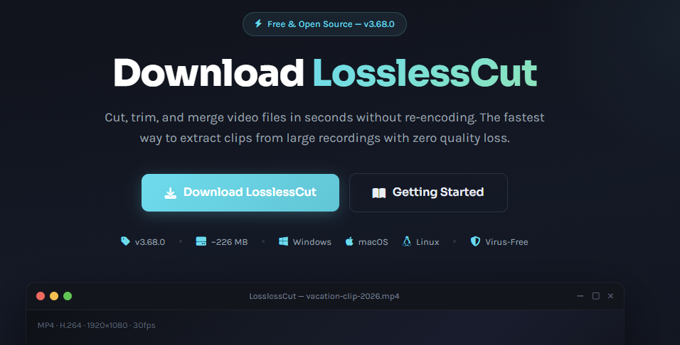 LosslessCut 다운로드